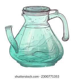 Botella transparente de agua dulce con icono de burbujas aislado