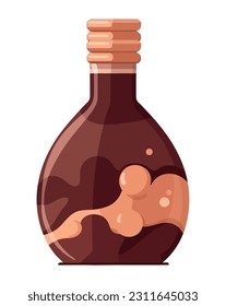 Transparent bottle holds chocolate icon isolated