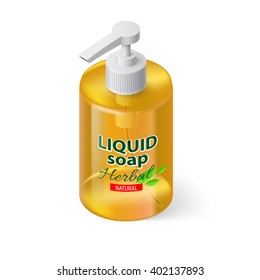 Transparent Bottle with Liquid Soap in Orange Color
