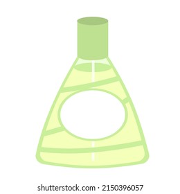 Transparent bottle with lotion, perfume, essence, mist or other cosmetic products with a label without an inscription. Skin care illustration