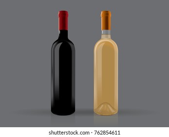 transparent bottles of wine on a black background