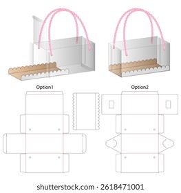 Embalaje de caja transparente con mango de cuerda, Plantilla Dieline