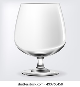 Transparent brandy glass, vector isolated