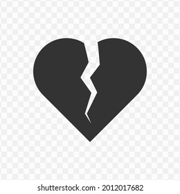 Transparent Broken Heart Icon Png, Vector Illustration Of An Broken Heart Icon In Dark Color And Transparent Background(png)