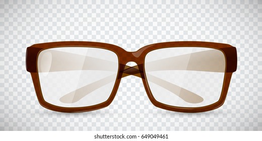 Transparent brown glasses. Realistic vector illustration.