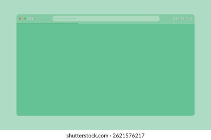 Transparent browser window on blue and violet background. Window internet browser with toolbar and search bar. Blank screen website mockup. Template design for ui, ux, app. Vector illustration