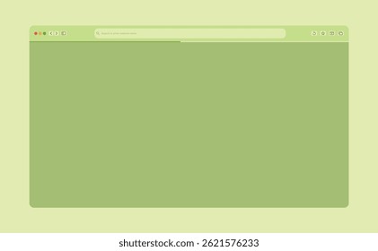 Transparent browser window on blue and violet background. Window internet browser with toolbar and search bar. Blank screen website mockup. Template design for ui, ux, app. Vector illustration