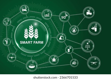 transparent bubble background with the concept of agriculture and plantations with smart farmers. digital iot farming methods and farm automation.