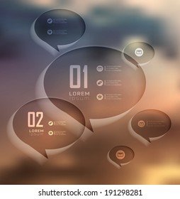 Transparent bubble, Infographics on blur landscape can be used for workflow layout, banner, step up options,  number options,  web template