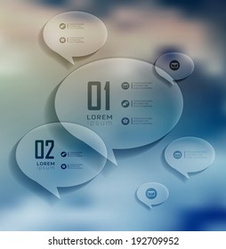 Burbuja transparente, infografías sobre el paisaje borroso pueden utilizarse para el diseño de flujo de trabajo, banner, opciones de aumento, opciones de número, plantilla web