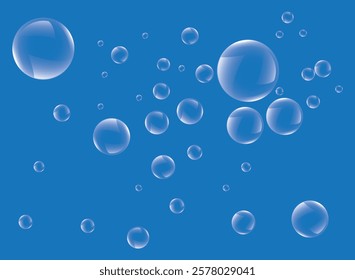 transparent bubble soap blue vector background