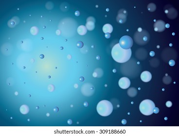 Transparent bubbles on blue background