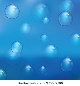 Transparent bubbles on a blue background.Water background