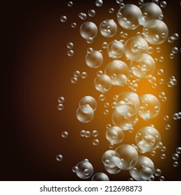 transparent bubbles on a brown background