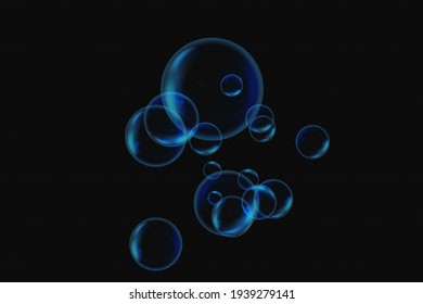 
Transparent Bubbles on Dark Background. Vector Illustration. EPS10