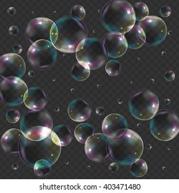 Transparent Bubbles on Dark Background. Vector Illustration. EPS10