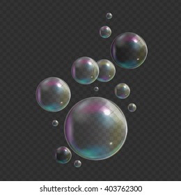 Transparent Bubbles on Dark Background. Vector Illustration. EPS10