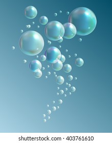 Transparent Bubbles on Dark Blue Background. Vector Illustration EPS10