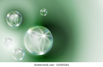 transparent bubbles on a green background