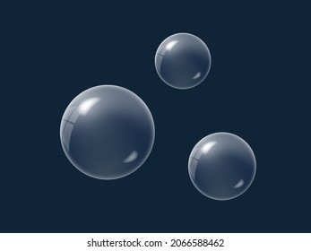 Burbujas transparentes sobre un fondo aislado. Esferas transparentes. Burbujas de agua o jabón. Ilustración del vector