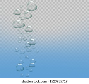Transparent bubbles under water. Carbonated drink or champagne. Isolated on a transparent background. Vector pattern