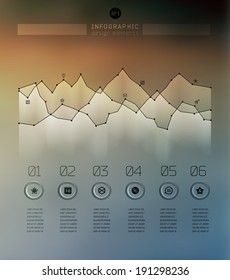 Transparent business Infographics diagram on blur landscape can be used for workflow layout, banner, step up options, web design.
