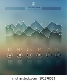 Transparent business Infographics diagram on blur landscape can be used for workflow layout, banner, step up options, web design.