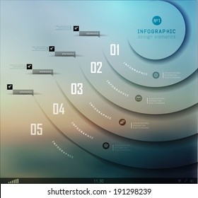 Transparent business Infographics, plat elements. Shadows options, diagram on blur landscape