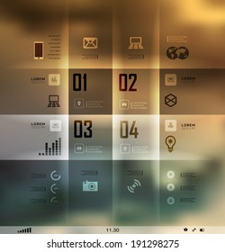 Transparent business Infographics, plat elements. Shadows options, diagram on blur landscape can be used for workflow layout, banner, step up options,  number options,  web template
