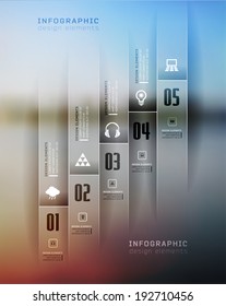 Transparent business Infographics, plat elements. Shadows options, diagram on blur landscape can be used for workflow layout, banner, step up options,  number options,  web template