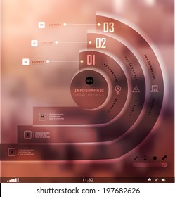 Transparent business Infographics, plat elements. Shadows options, diagram on blur landscape can be used for workflow layout, banner, step up options,  number options,  web template