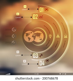 Transparent business Infographics, plat elements. Shadows options, diagram on blur landscape can be used for workflow layout, banner, step up options,  number options,  web template