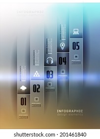 Transparent business Infographics, plat elements. Shadows options, diagram on blur landscape can be used for workflow layout, banner, step up options,  number options,  web template