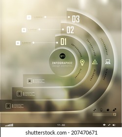 Transparent business Infographics, plat elements. Shadows options, diagram on blur landscape can be used for workflow layout, banner, step up options,  number options,  web template