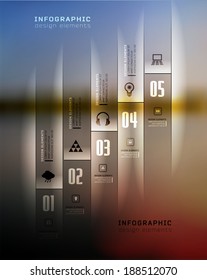 Transparent business Infographics, Shadows options, diagram on blur landscape can be used for workflow layout, banner, step up options,  number options,  web template