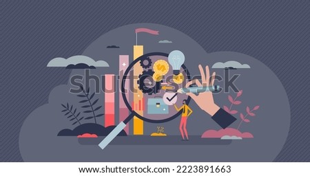 Transparent business with public financial information tiny person concept. Economical clarity and corporate ethics as honesty and loyalty security vector illustration. Illegal tax crime eradication.