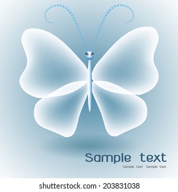 Transparent butterfly on gray background for banner or advertisement