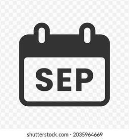 Transparent Calendar Icon Png, Vector Illustration Of September Month Icon In Dark Color And Transparent Background (png)