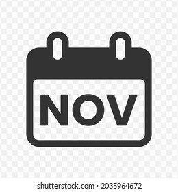 Transparent Calendar Icon Png, Vector Illustration Of November Month Icon In Dark Color And Transparent Background (png)