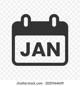 Transparent Calendar Icon Png, Vector Illustration Of January Month Icon In Dark Color And Transparent Background (png)