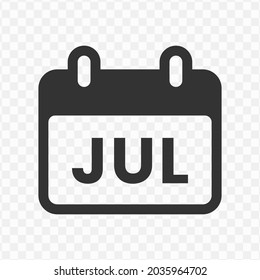 Transparent Calendar Icon Png, Vector Illustration Of July Month Icon In Dark Color And Transparent Background (png)