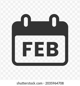 Transparent Calendar Icon Png, Vector Illustration Of February Month Icon In Dark Color And Transparent Background (png)