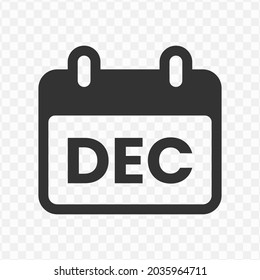 Transparent Calendar Icon Png, Vector Illustration Of December Month Icon In Dark Color And Transparent Background (png)