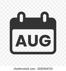 Transparent Calendar Icon Png, Vector Illustration Of August Month Icon In Dark Color And Transparent Background (png)