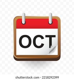 Transparent Calendar Vector Png, Vector Illustration Of October Month Icon. Colored Vector On Transparent Background (PNG).