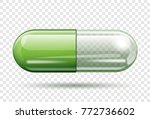 transparent capsule pill isolated on transparent background