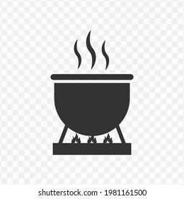 Transparente Cauldron Ikone png, Vektorgrafik von Kauldron in dunkler Farbe und transparentem Hintergrund(png).
