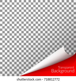 Transparent checkered background with a curved angle pattern Red background Vector