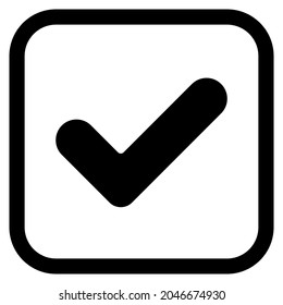 Marca de verificación transparente. Símbolo del esquema correcto. Sí, iniciar sesión. Ilustración de marca de verificación negra. Icono de voto