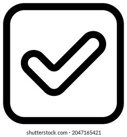 Transparent checkmark tick. Outline correct symbol. Yes sign in box. Black checkmark illustration. Vote icon